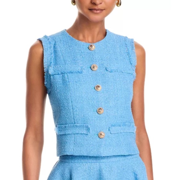 Aqua Tweed Vest in Blue